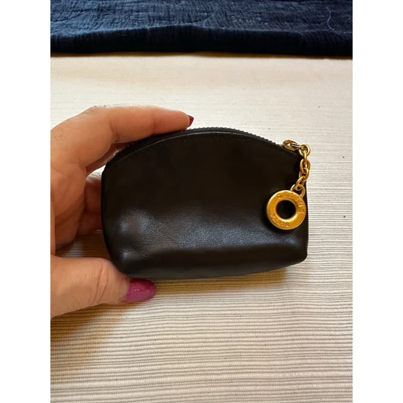 『CELI COIN BLACK LEATHER』 CELINE Coin Purse Leather Black Silver Round Multi-Case | eLADY